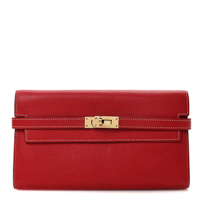 Hermes Epsom Verso Kelly Longue Wallet Rouge Casaque Bleu Thalassa 1 of 11