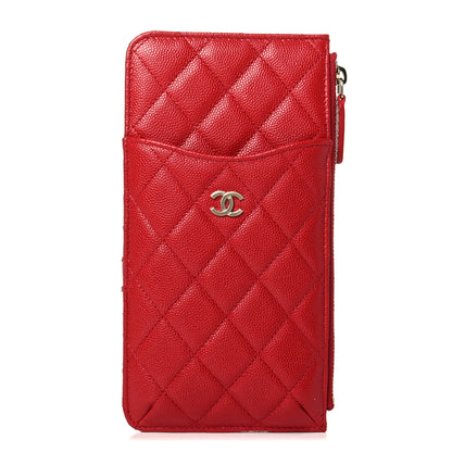 Chanel Caviar Quilted Classic Flat Wallet Pouch Red 1 of 5