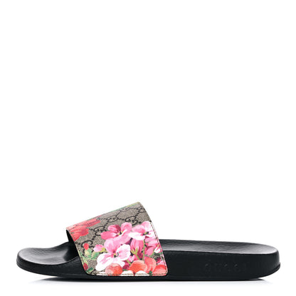 Gucci GG Supreme Monogram Blooms Slide Sandals 39 Beige Multicolor 1 of 9
