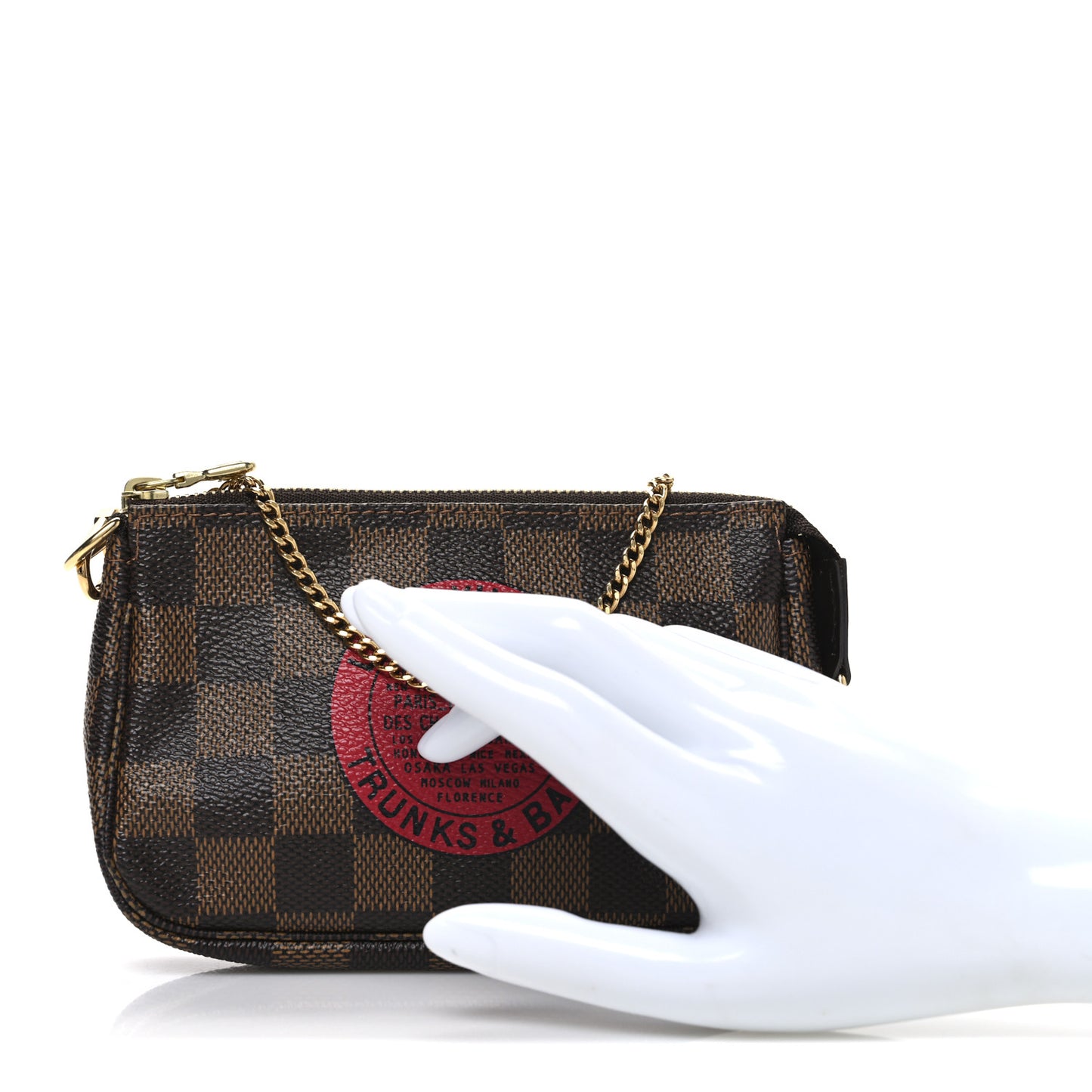 Damier Ebene Complice Trunks and Bags Mini Pochette Accessories Red