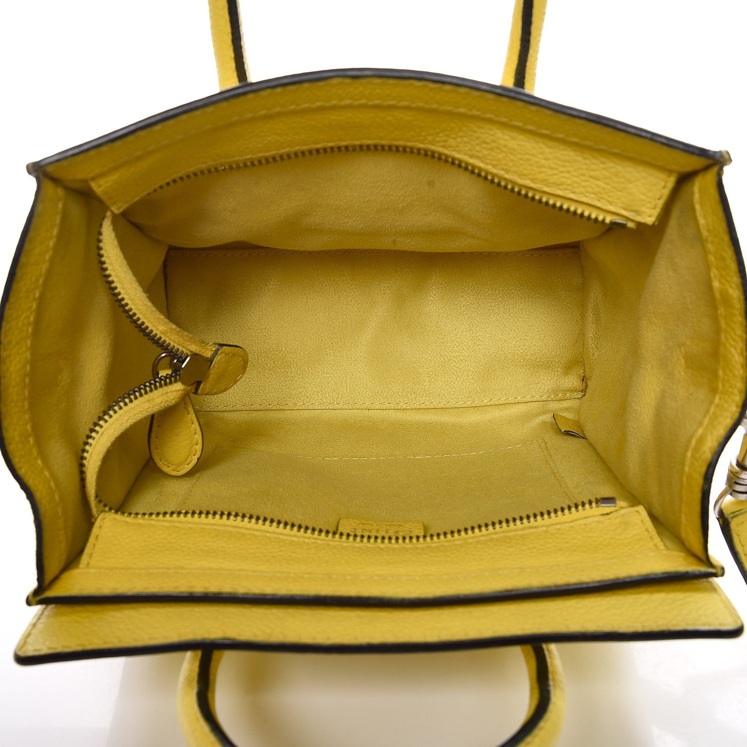 Celine Drummed Calfskin Nano Luggage Citron 5 of 18