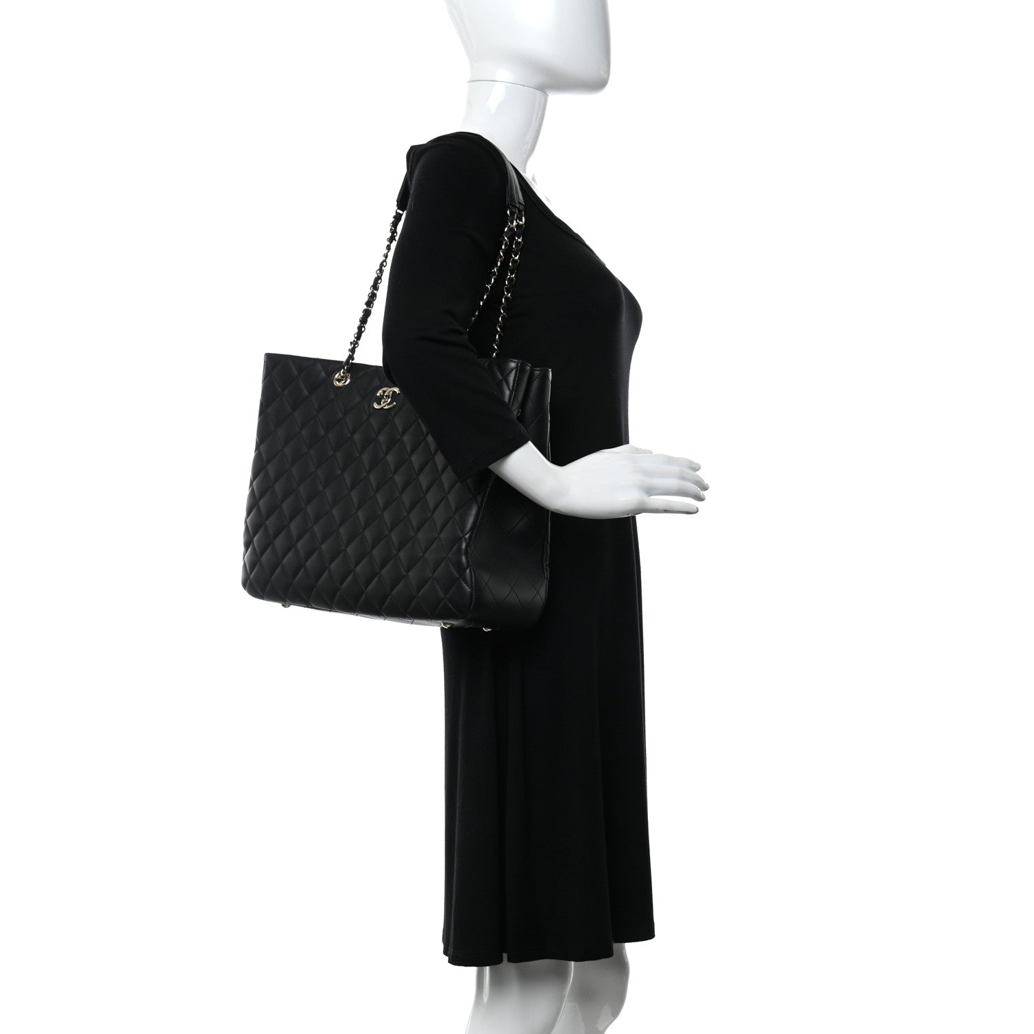Chanel Lambskin Quilted Large Classic Shopping Tote Black 2 of 11