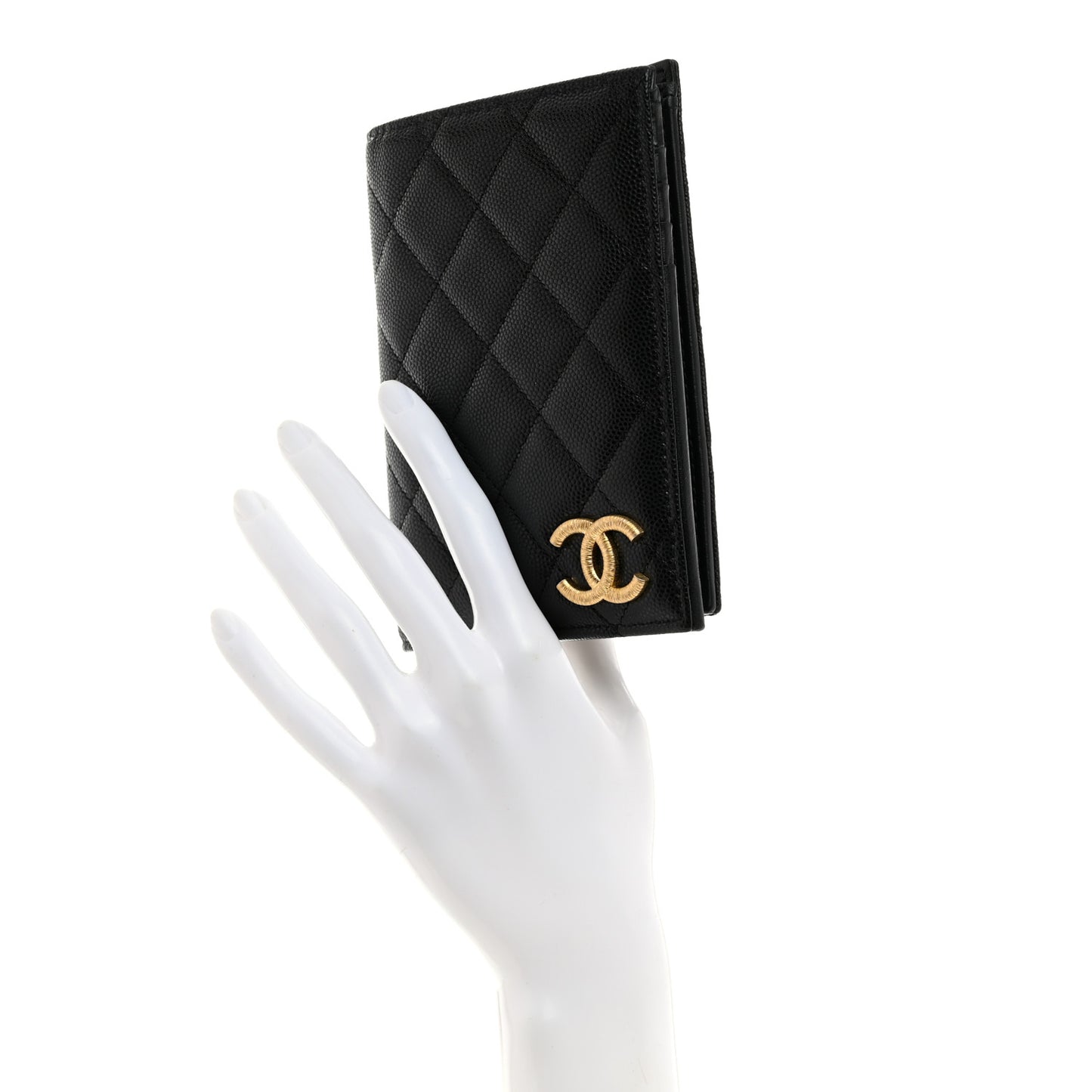 Caviar Quilted CC Passport Holder Black