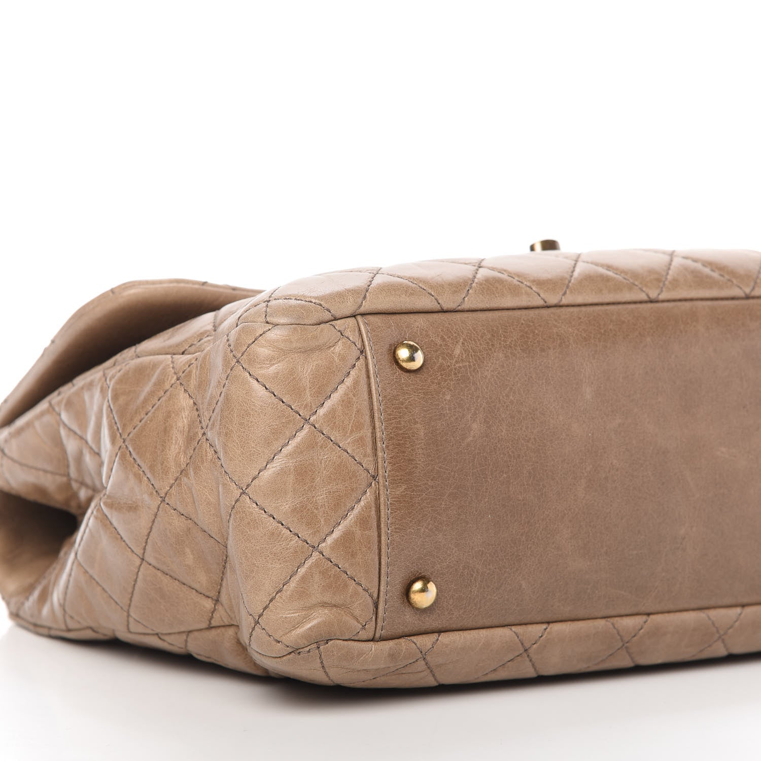 Chanel Glazed Calfskin Large Castle Rock Flap Dark Beige 6 of 10