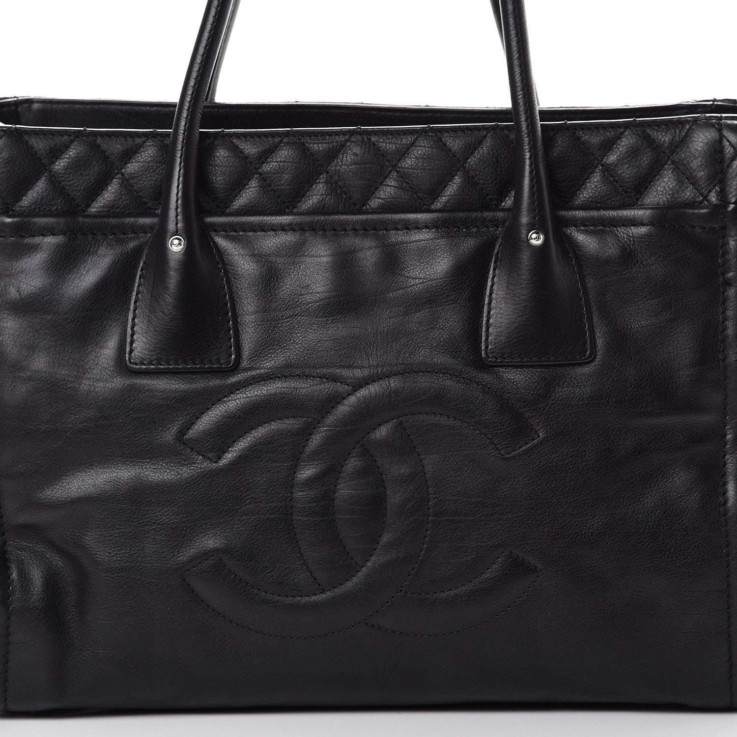 Chanel Grained Calfskin Quilted Timeless CC Soft Tote Black 9 of 9
