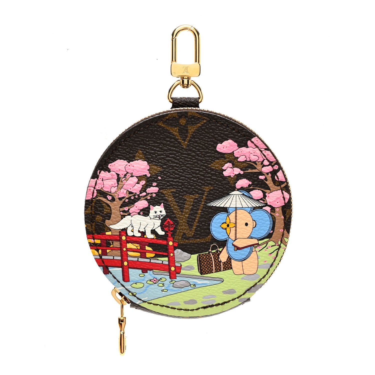 Louis Vuitton Monogram 2021 Christmas Animation Japanese Garden Round Coin Purse Wisteria Pink 1 of 4