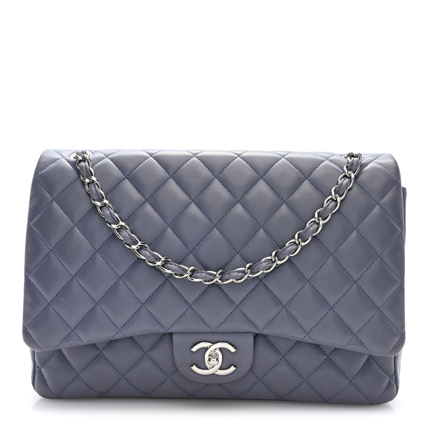 Lambskin Quilted Maxi Double Flap Purple