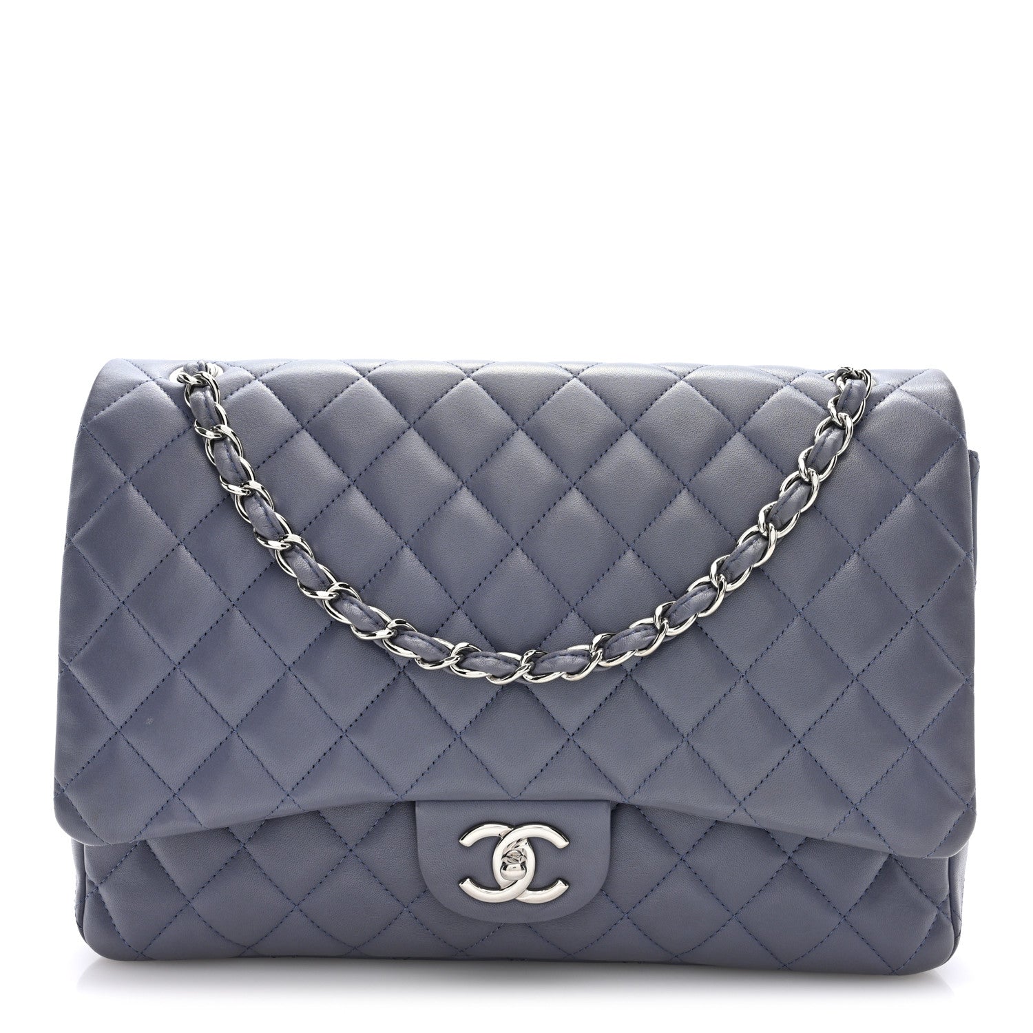 Chanel Lambskin Quilted Maxi Double Flap Purple 1 of 9