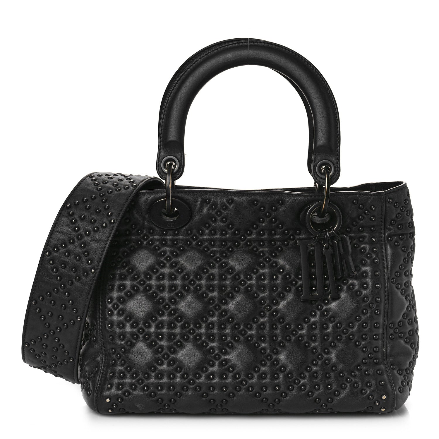 Christian Dior UItra Matte Calfskin Cannage Studded Medium Supple Lady Dior Black 1 of 10