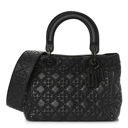 Christian Dior UItra Matte Calfskin Cannage Studded Medium Supple Lady Dior Black 1 of 10