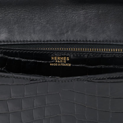 Hermes Shiny Porosus Crocodile Lydie Clutch Black 6 of 15