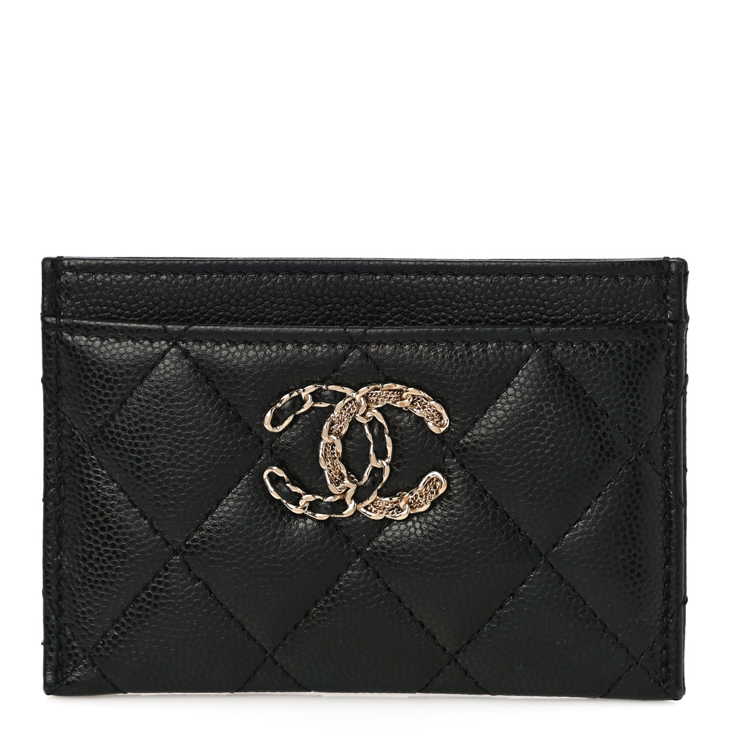 Caviar Quilted French New Wave Card Holder Black