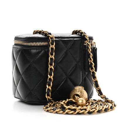 Chanel Lambskin Quilted Mini Pearl Crush Vanity Case With Chain Black 3 of 9