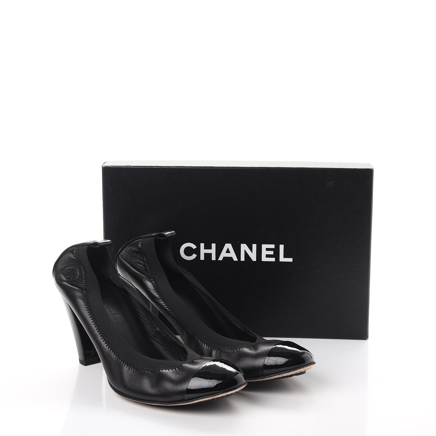 Chanel Lambskin Patent Elastic Stretch CC Pumps 40 Black 10 of 10