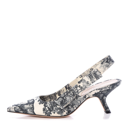Christian Dior Toile De Jouy Sweet D Slingback Pumps 37 Off White 1 of 9