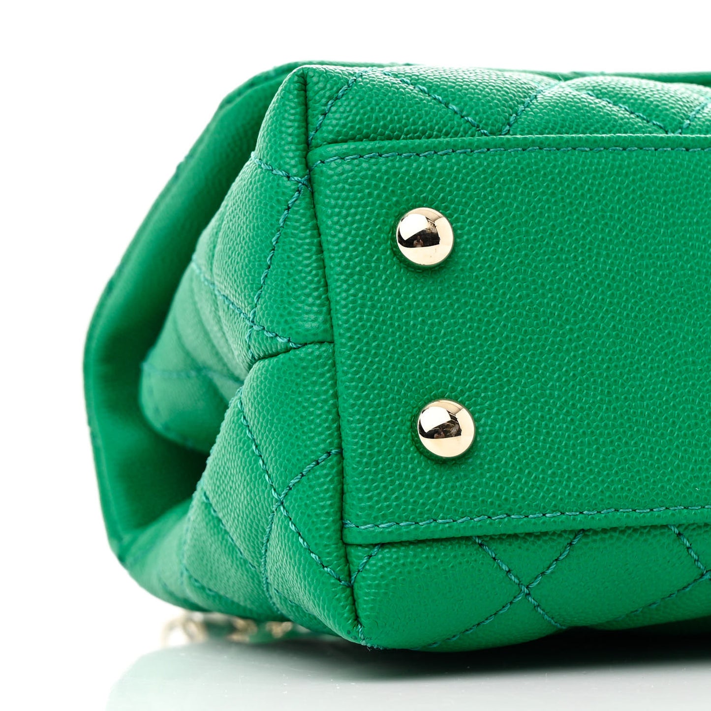 Caviar Quilted Mini Coco Handle Flap Green