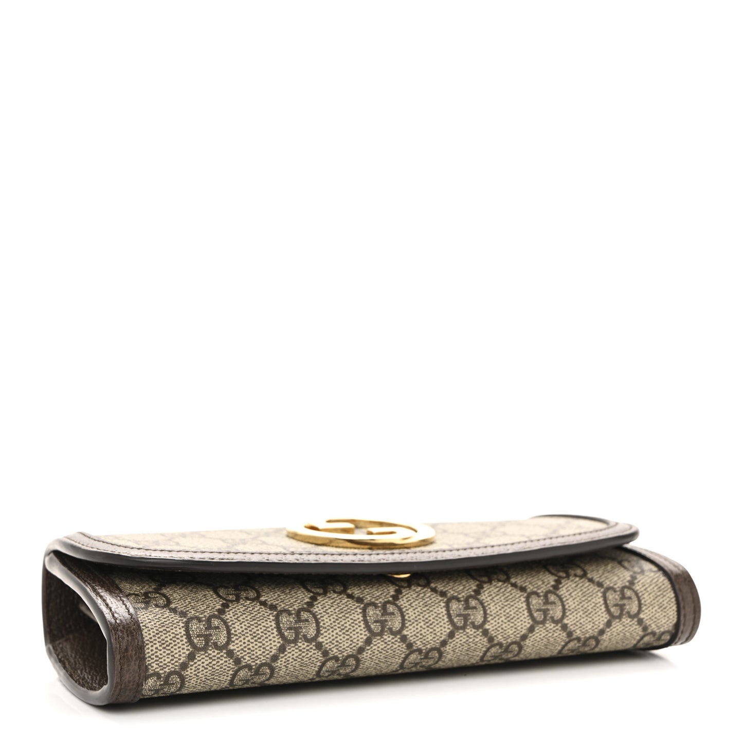 GG Supreme Monogram Textured Dollar Calfskin Blondie Continental Chain Wallet Beige Ebony New Acero