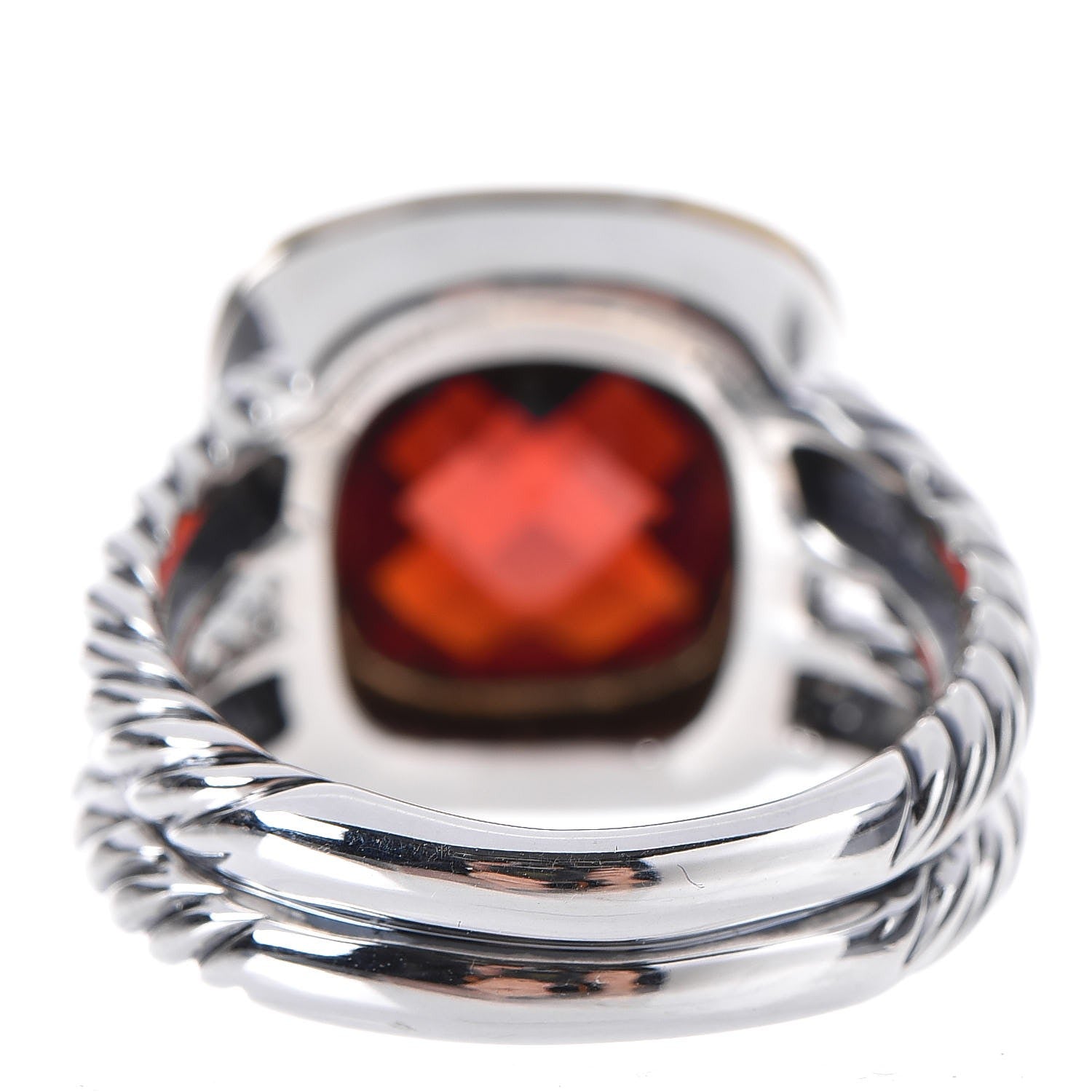David Yurman Sterling Silver 18K Yellow Gold Diamond Garnet 11mm Albion Ring 54 6.5 3 of 5