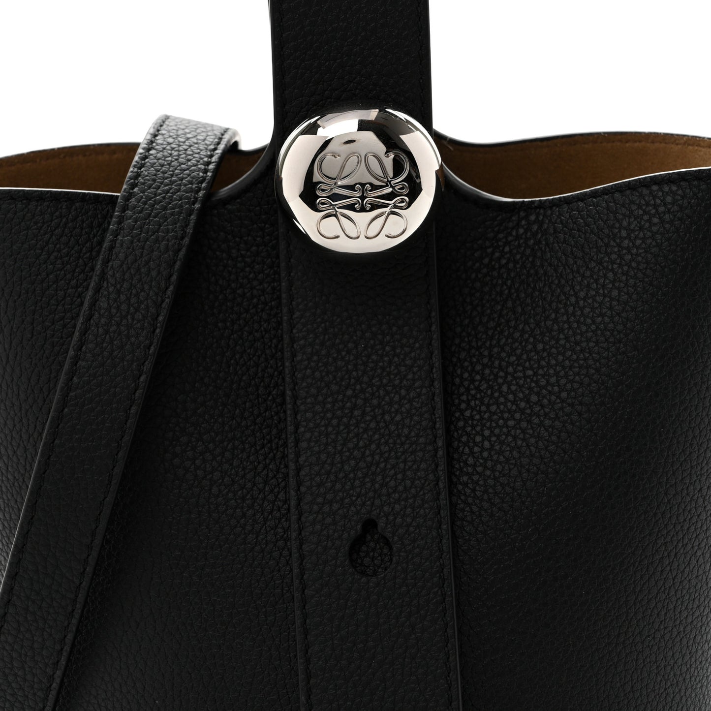 Soft Grained Calfskin Mini Pebble Bucket Bag Black
