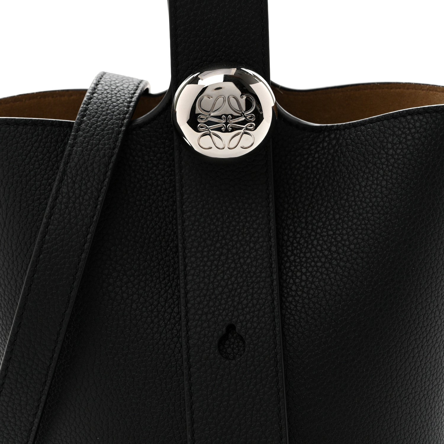 Loewe Soft Grained Calfskin Mini Pebble Bucket Bag Black 8 of 10