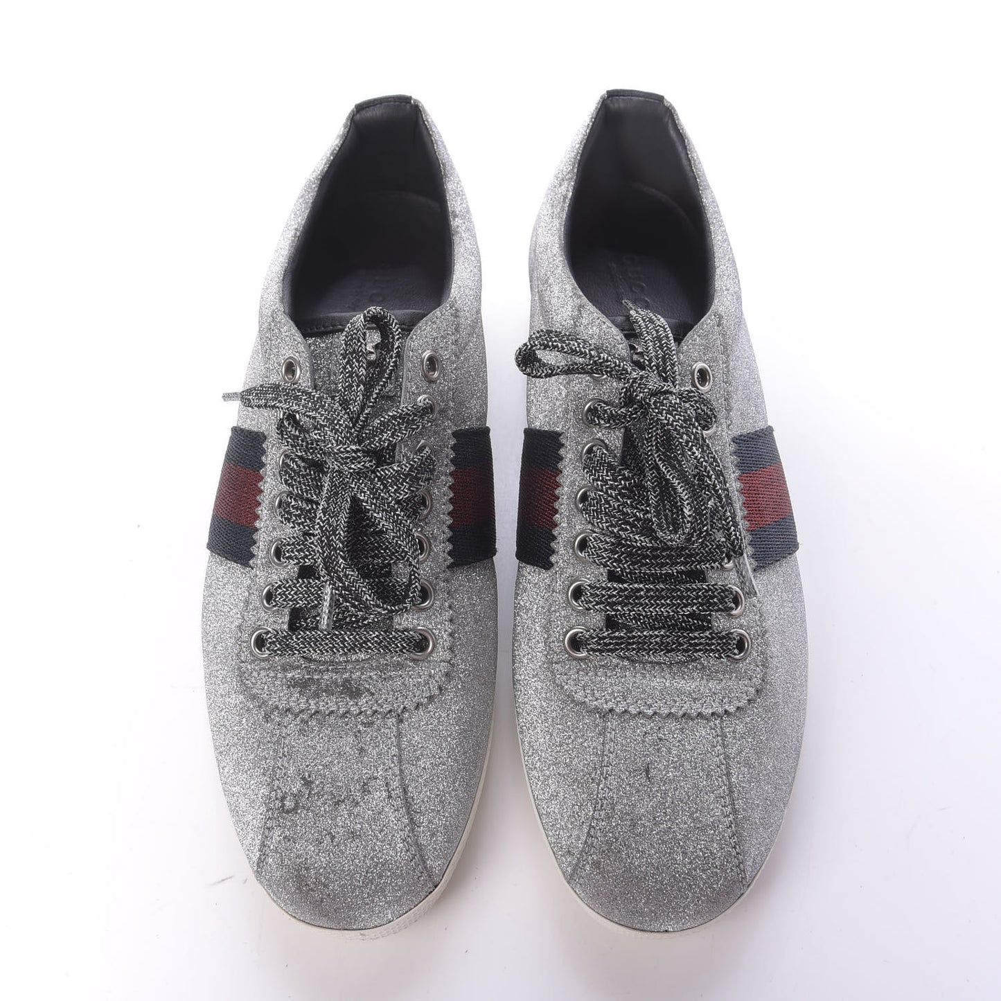 Glitter Fabric Studded Womens Web Sneakers 39 Silver