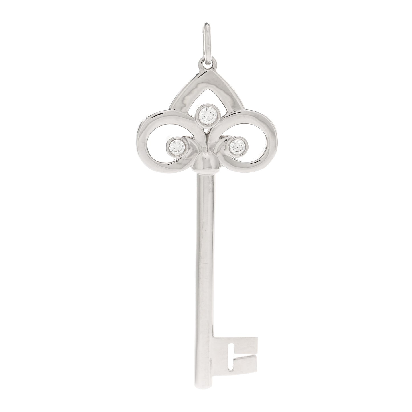 18K White Gold Diamond Fleur De Lis Key Pendant