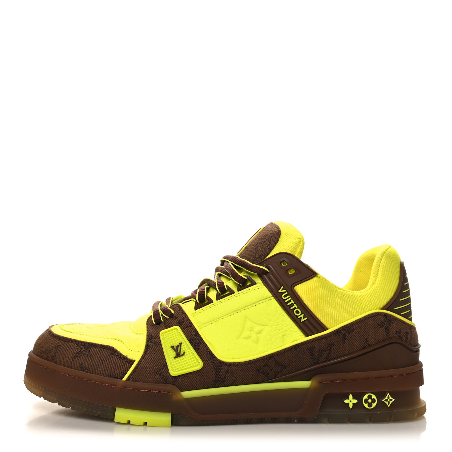 Calfskin Mens LV Trainer Sneakers 9.5 Yellow Brown
