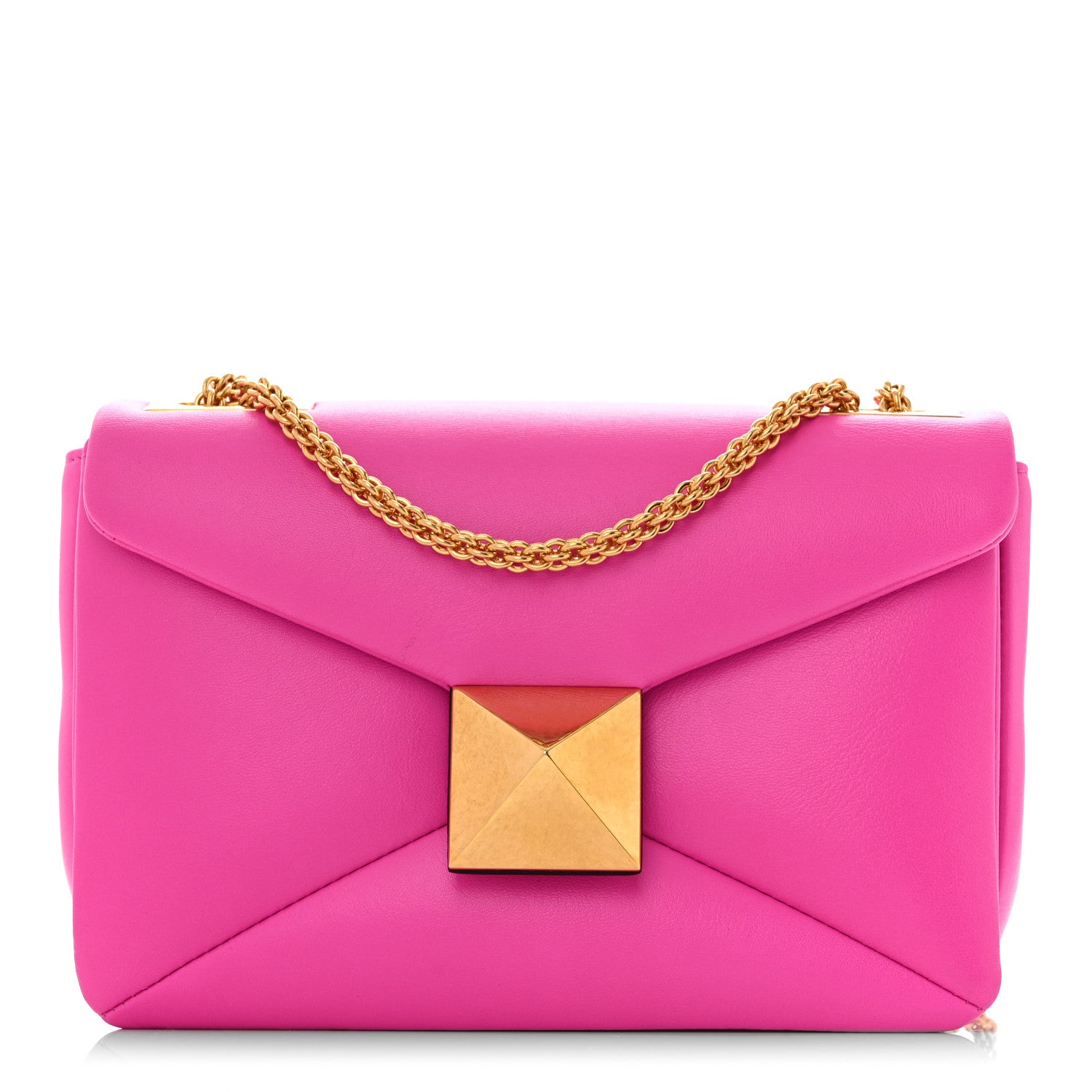 Valentino Garavani Nappa One Stud Chain Clutch Pink PP 1 of 10