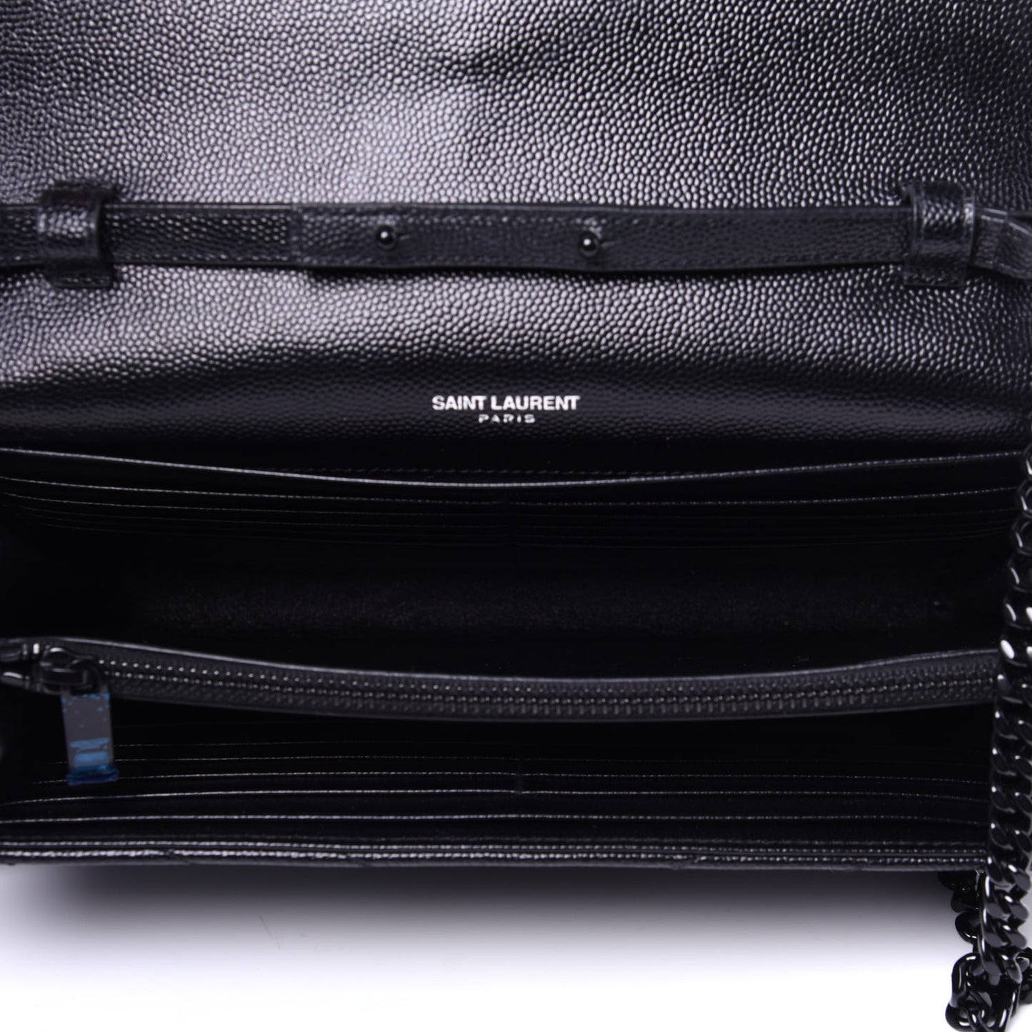 Grain De Poudre Matelasse Chevron Monogram Chain Wallet Black