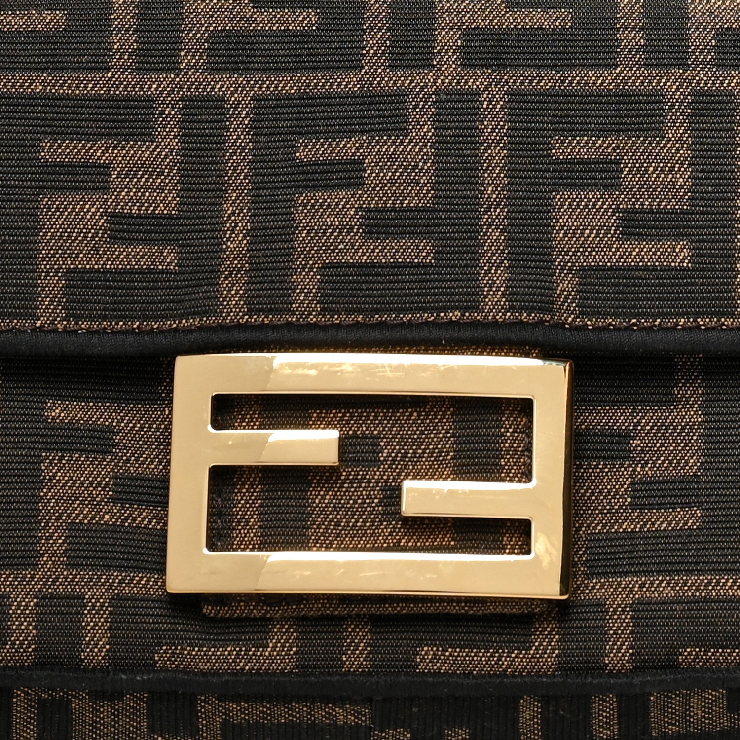 Fendi Fabric Jacquard FF 1974 Mini Baguette Tobacco Moro Black 8 of 10