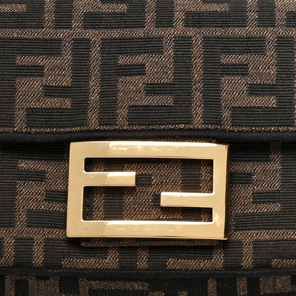 Fendi Fabric Jacquard FF 1974 Mini Baguette Tobacco Moro Black 8 of 10