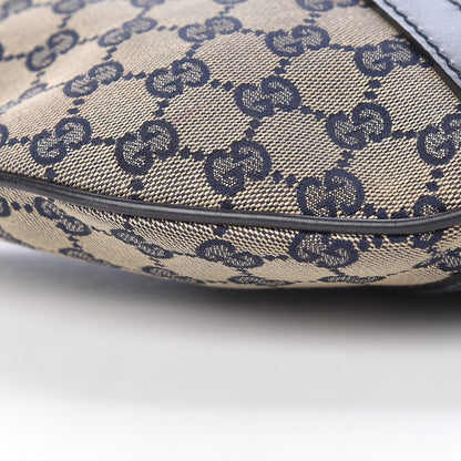 Gucci Monogram Vintage Web Medium Half Moon Hobo Navy 9 of 16