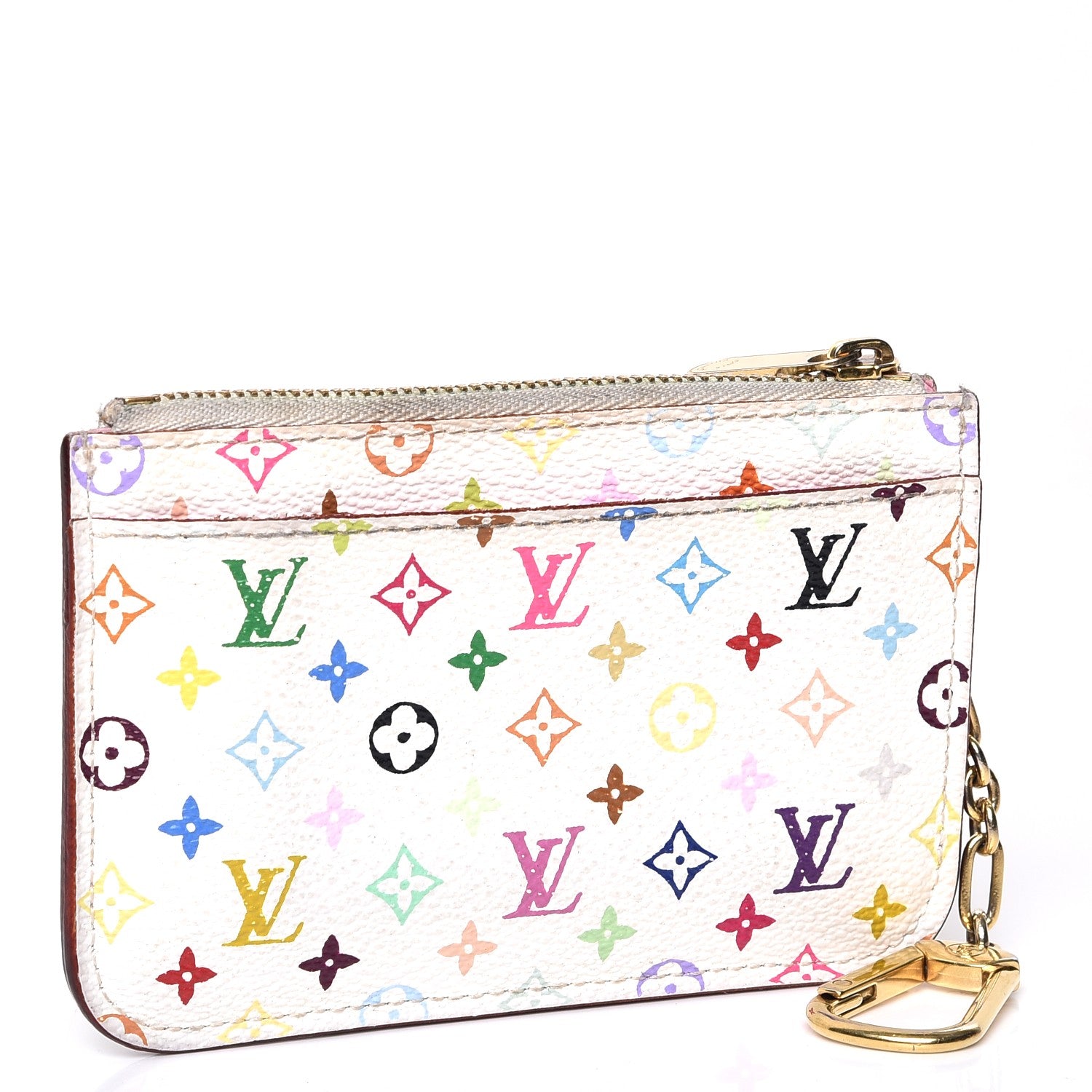 Louis Vuitton Monogram Multicolor Key Pouch White Litchi 3 of 9