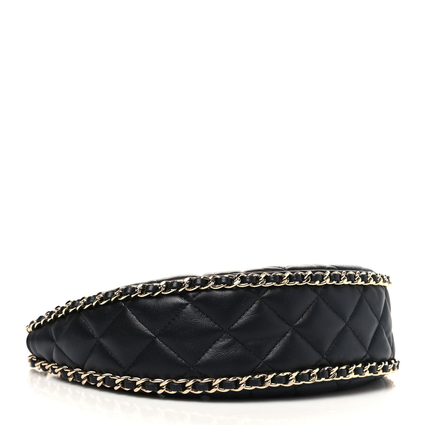 Lambskin Quilted Small Hobo Bag Black