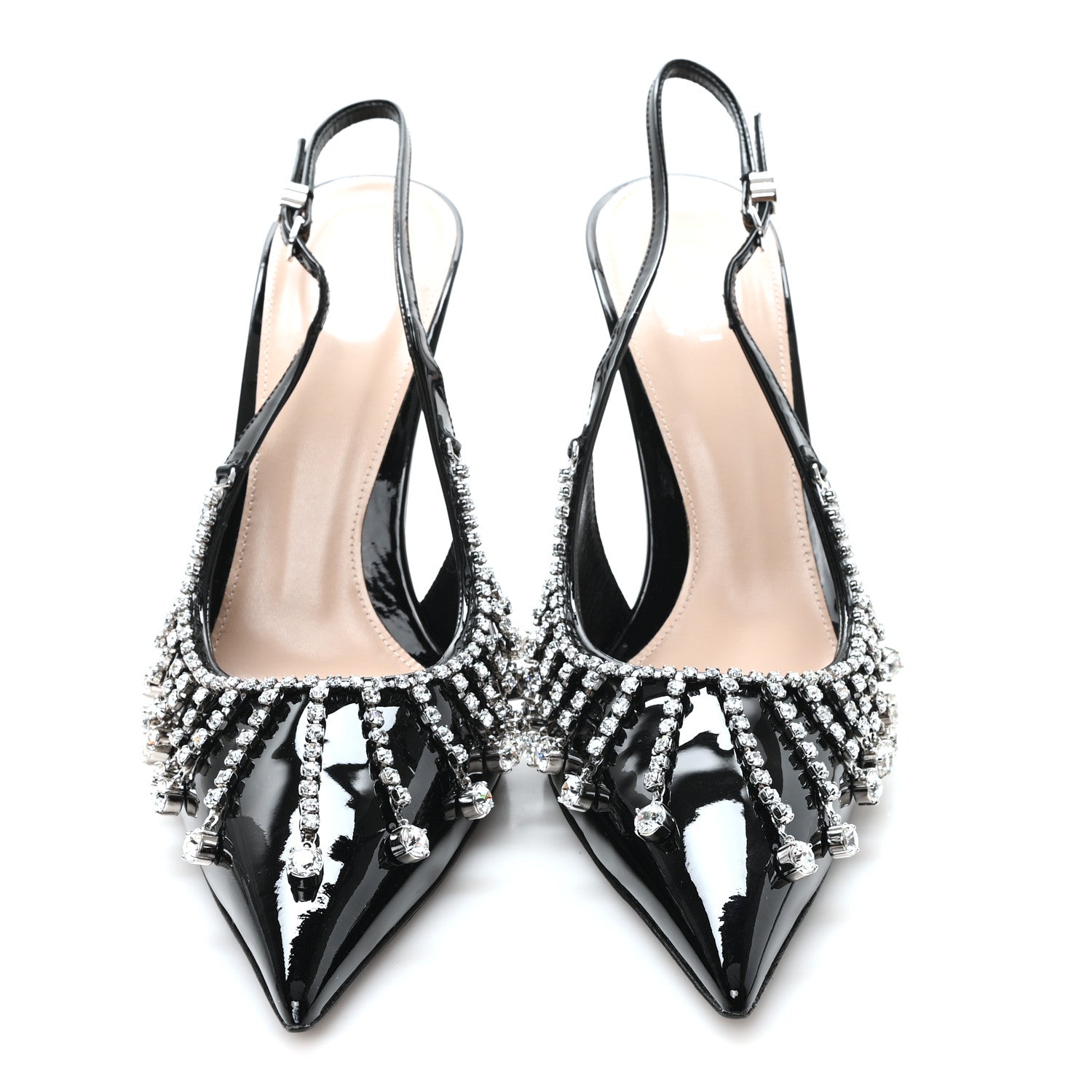 Gucci Vernice Crystal Nappa Charlotte Signoria Slingback Pumps 40 Black 3 of 9