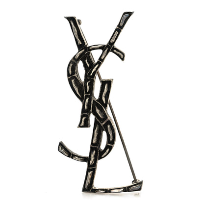 Saint Laurent Monogram Crocodile Opyum Brooch Silver 1 of 3