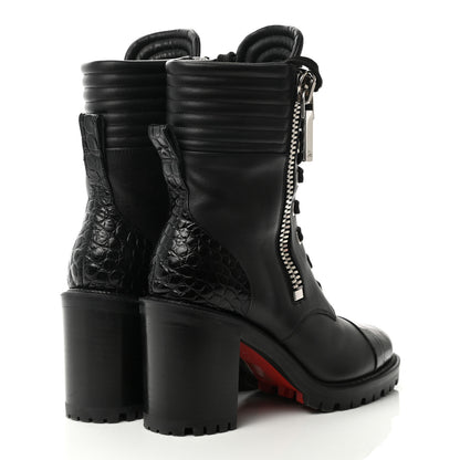 Christian Louboutin En Hiver Mixed Dual-Zip Booties 37.5 Black 4 of 7