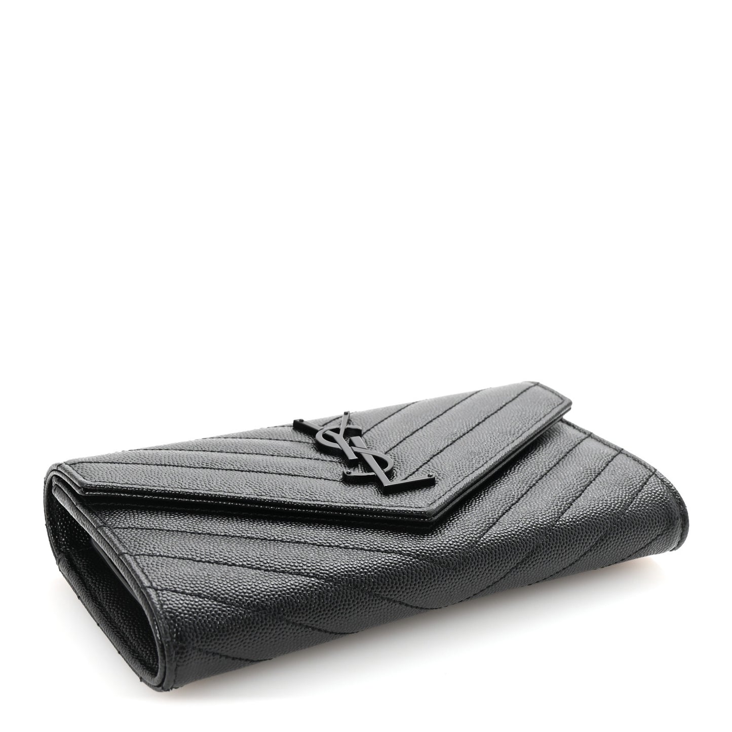 Grain De Poudre Matelasse Chevron Monogram Flap Wallet Black