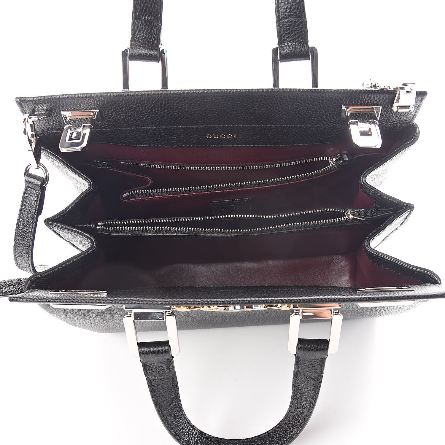 Gucci Grainy Calfskin Small Zumi Top Handle Bag Black 5 of 11