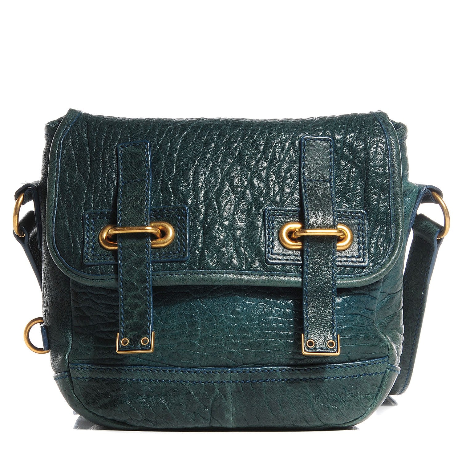 Saint Laurent Pebbled Leather Mini Besace Messenger Bag Turquoise 1 of 7