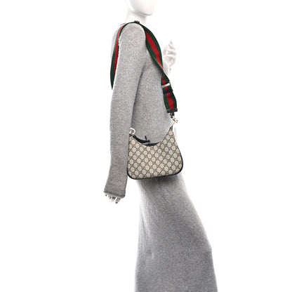 Gucci GG Supreme Monogram Textured Calfskin Web Small Attache Shoulder Bag Beige Blue 2 of 10