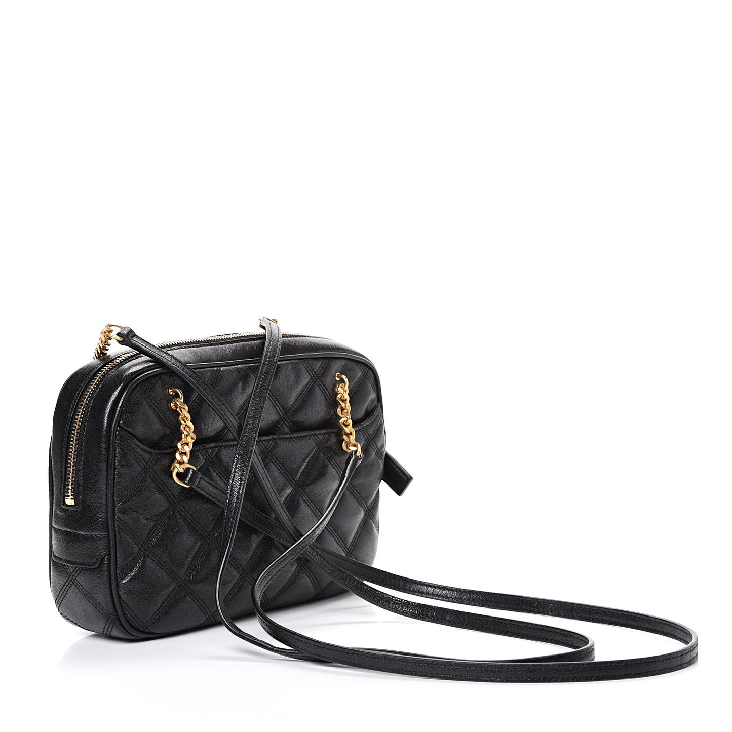 Lambskin Quilted Becky Camera Shoulder Bag Black