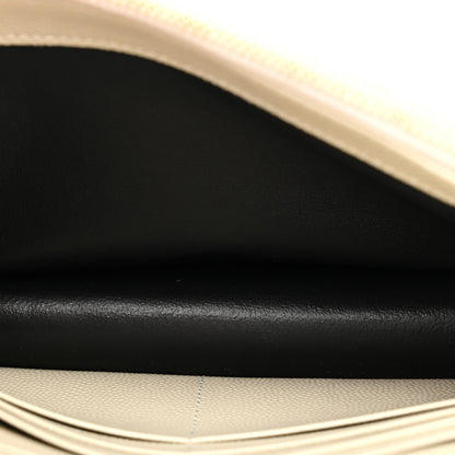 Saint Laurent Grain De Poudre Matelasse Chevron Monogram Envelope Chain Wallet Crema Soft 5 of 11