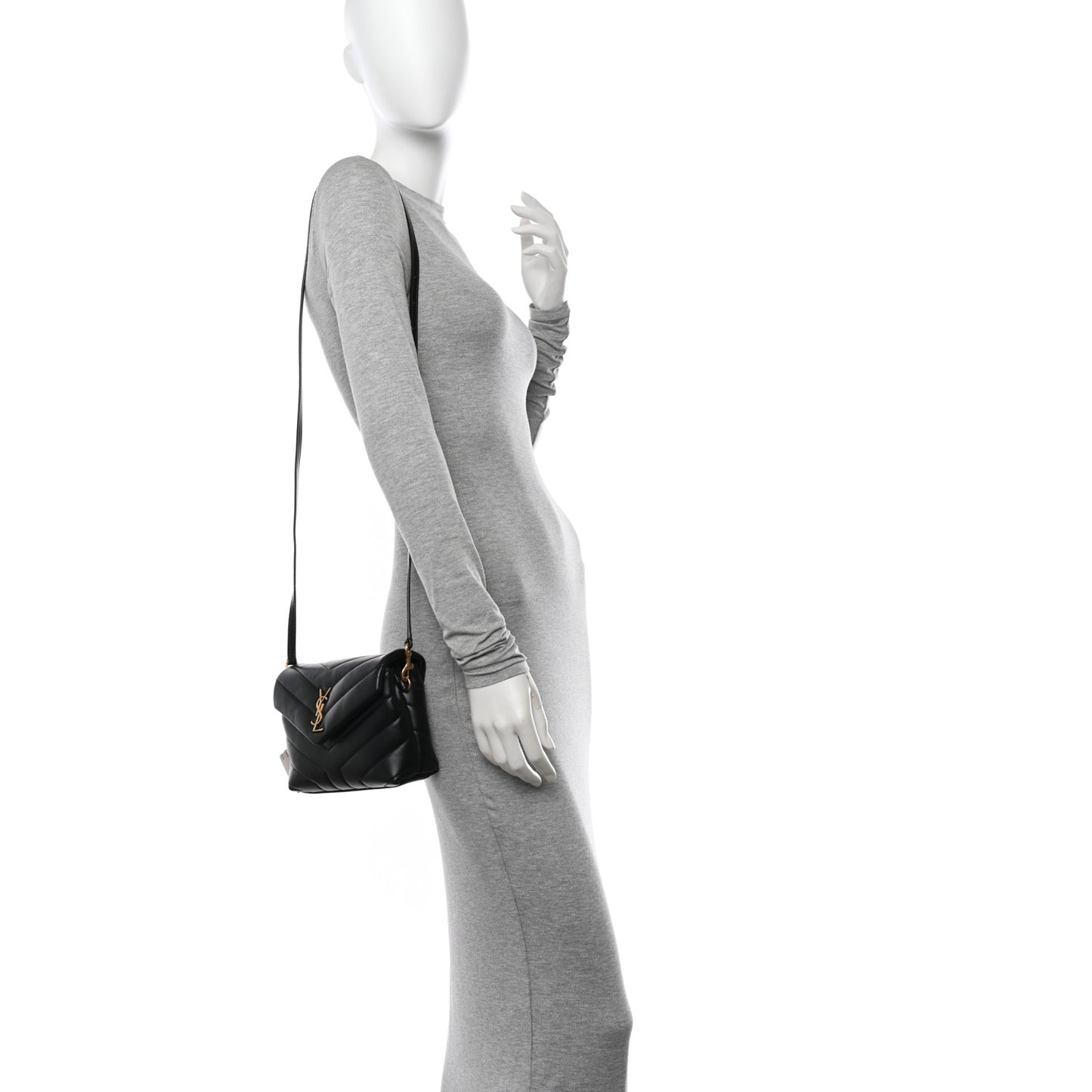 Calfskin Y Quilted Monogram Toy Loulou Crossbody Bag Black