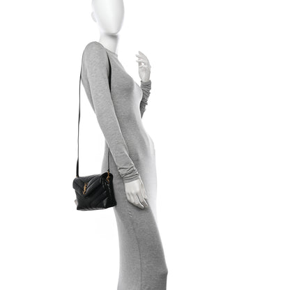 Saint Laurent Calfskin Y Quilted Monogram Toy Loulou Crossbody Bag Black 2 of 10