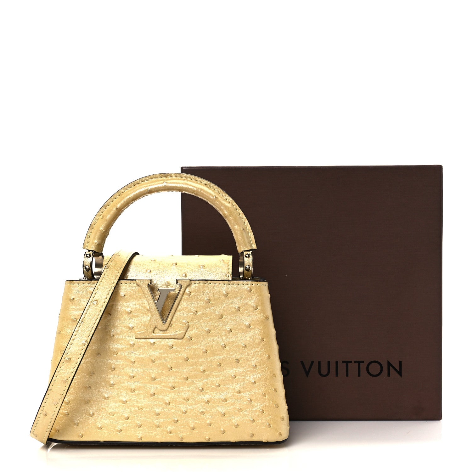 Louis Vuitton Iridescent Ostrich Capucines Mini Yellow 10 of 10