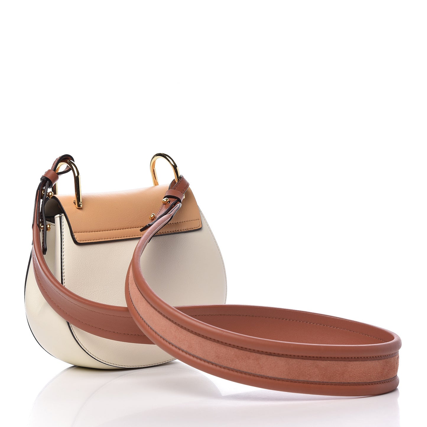 Smooth Calfskin Mini Bi-Color Drew Shoulder Bag Brown White