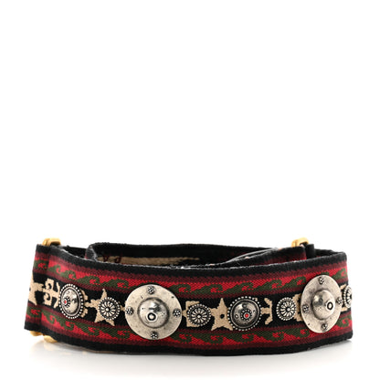 Christian Dior Canvas Embroidered Studded Bohemian Shoulder Strap Red 2 of 5