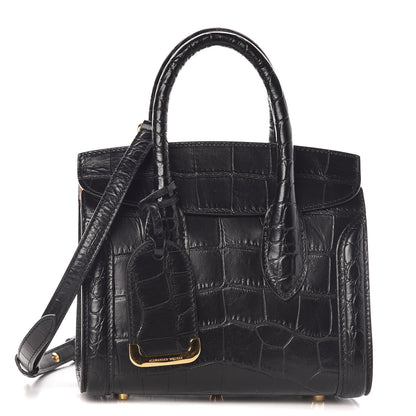 Alexander McQueen Calfskin Crocodile Embossed Mini Heroine 21 Black 1 of 8