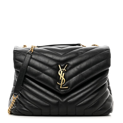Saint Laurent Calfskin Y Quilted Monogram Medium Loulou Chain Satchel Black 1 of 12